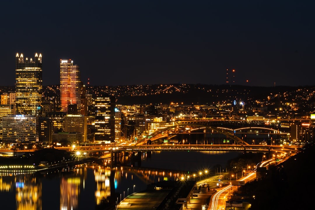 city skyline at night